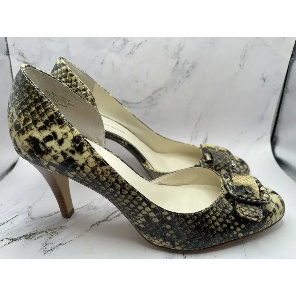 Anne Klein Women's 7.5M Shoe Snake Skin Leather Stiletto Pump Heel Akbridget‎